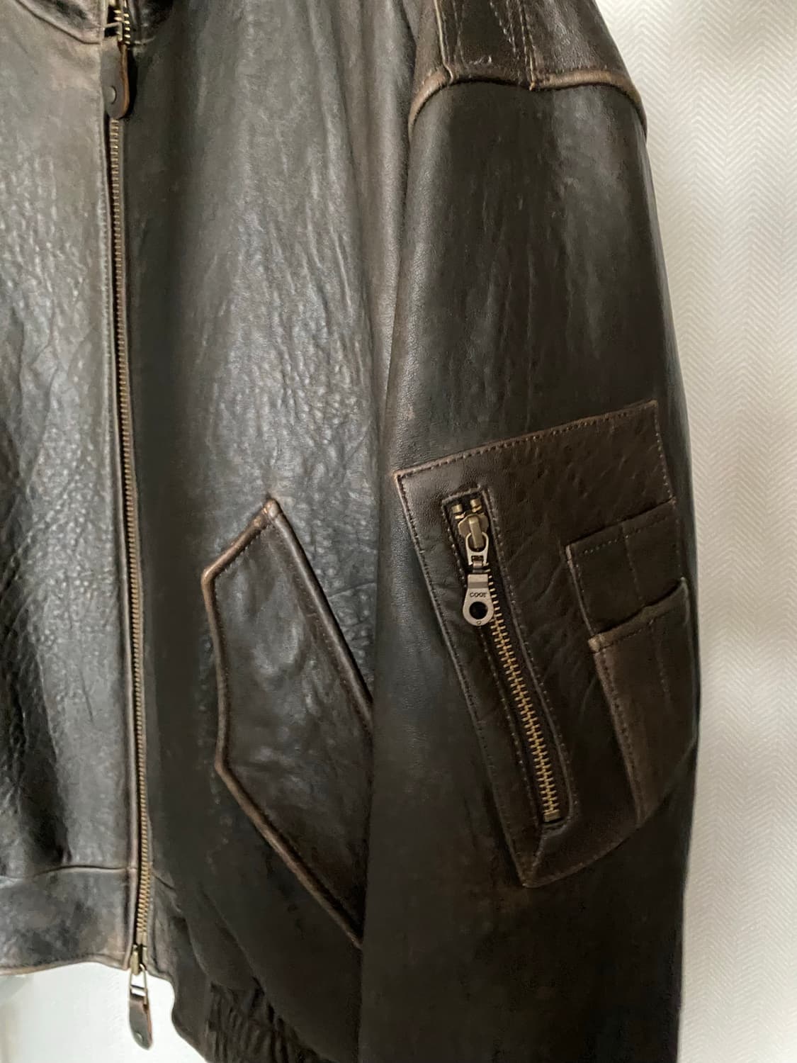 쿠어  / 넥 카라 레더 점퍼 / L 상품이미지5