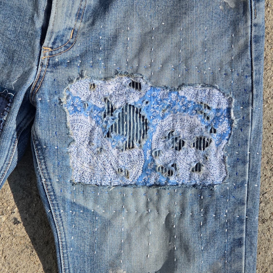 S.O/ 패치워크, 자수 커스텀 팬츠 상품이미지3