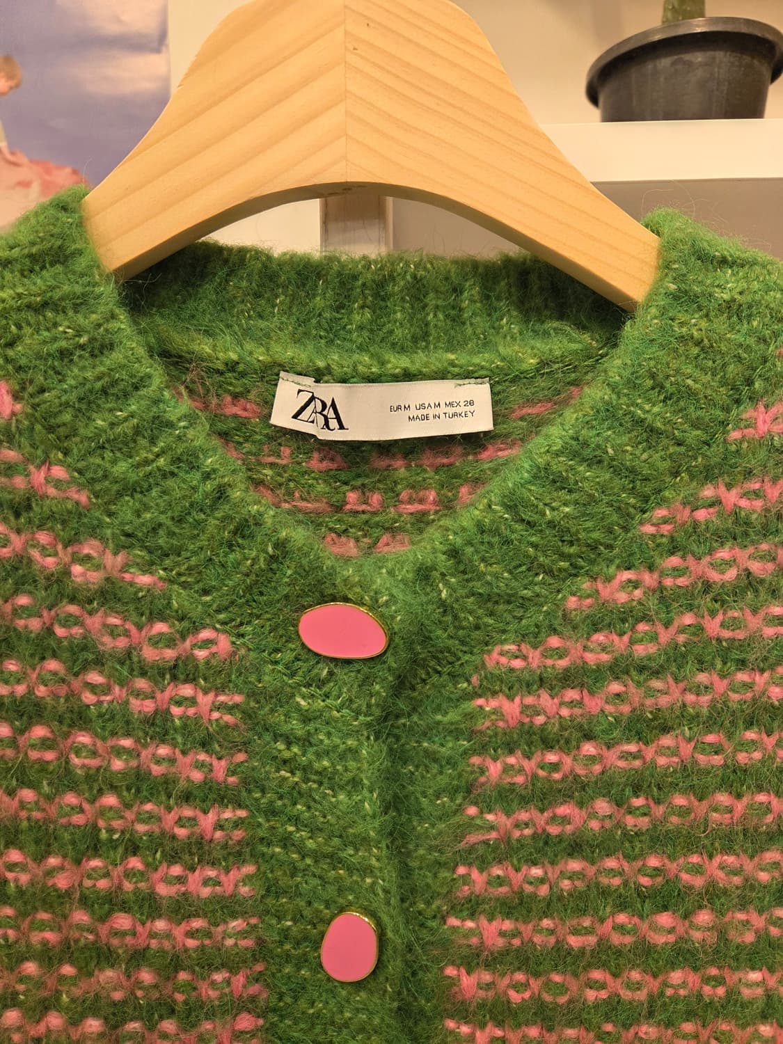 자라 뽀송 그린 핑크 니트 베스트 조끼 상품이미지2