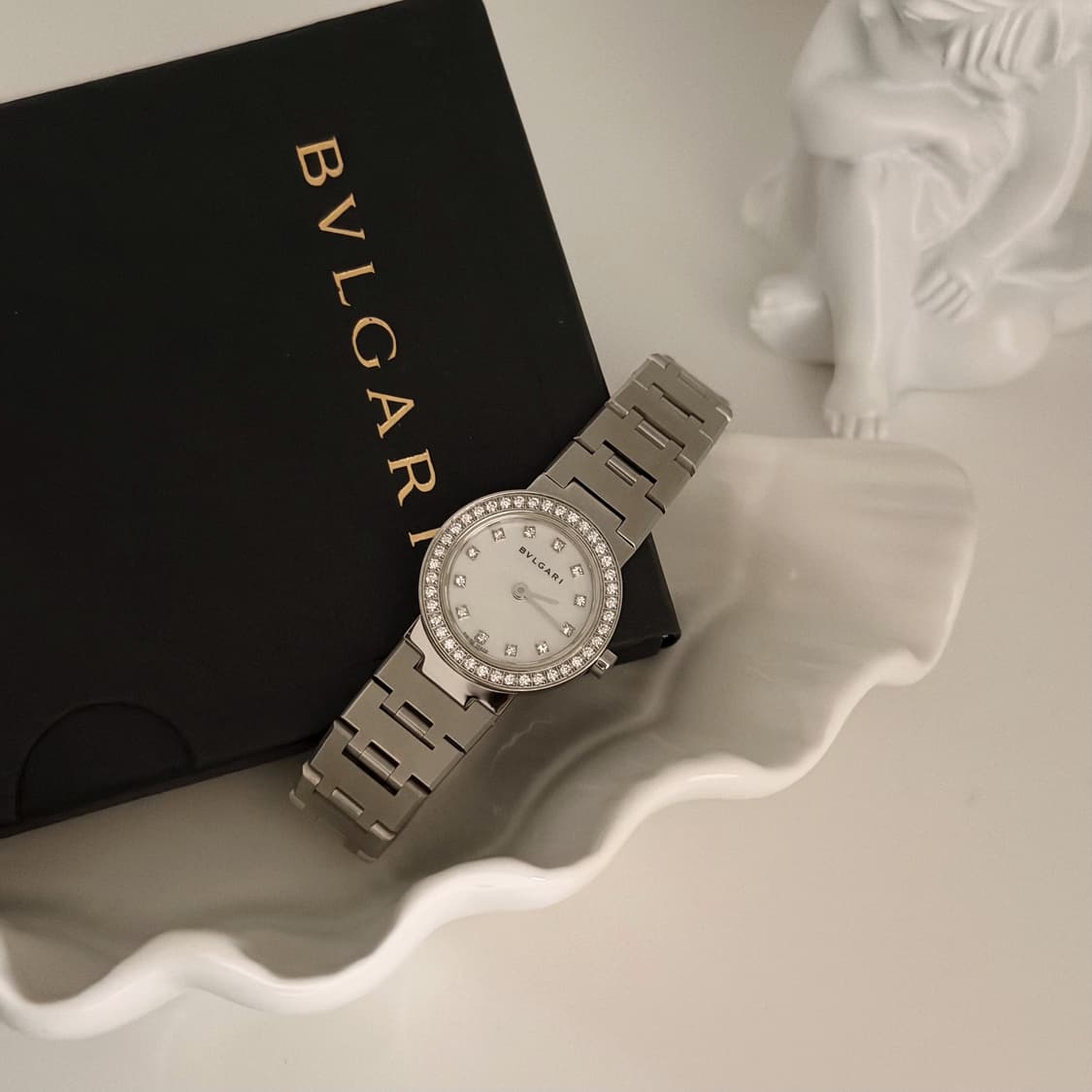 빈티지 불가리 다이아 화이트 자개 시계  상품이미지1