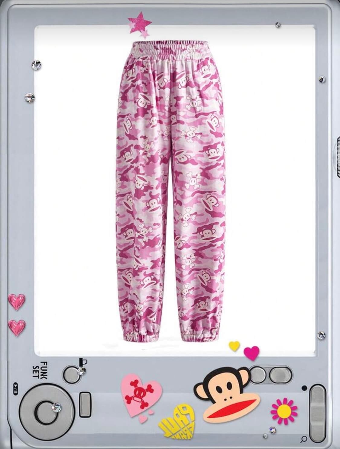 폴프랭크 롬위 콜라보 y2k 서브컬쳐 스트리트 카모 후드집업 팬츠 세트 상품이미지2