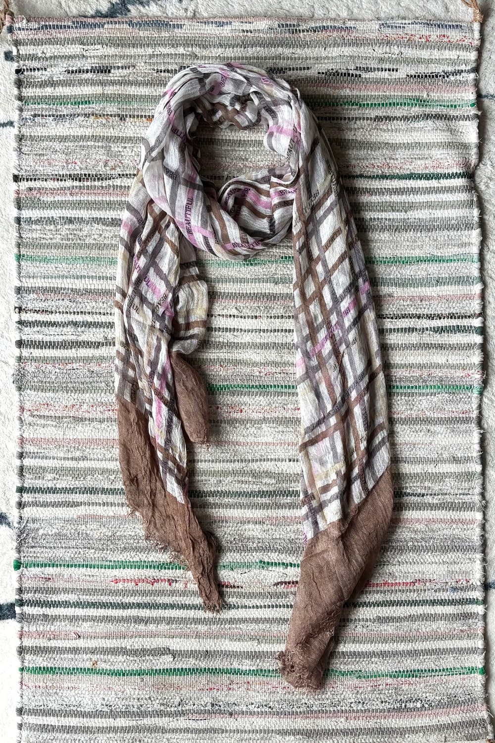 Pink Brown Checkered Scarf 상품이미지1