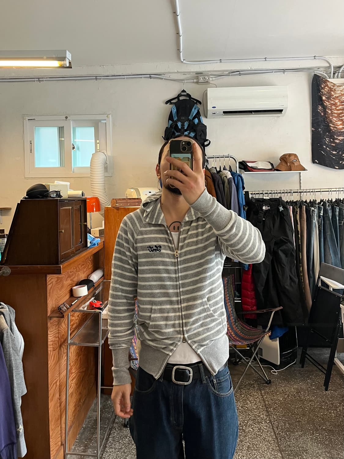 Tmt 그레이 보더 2way 후드집업 상품이미지1