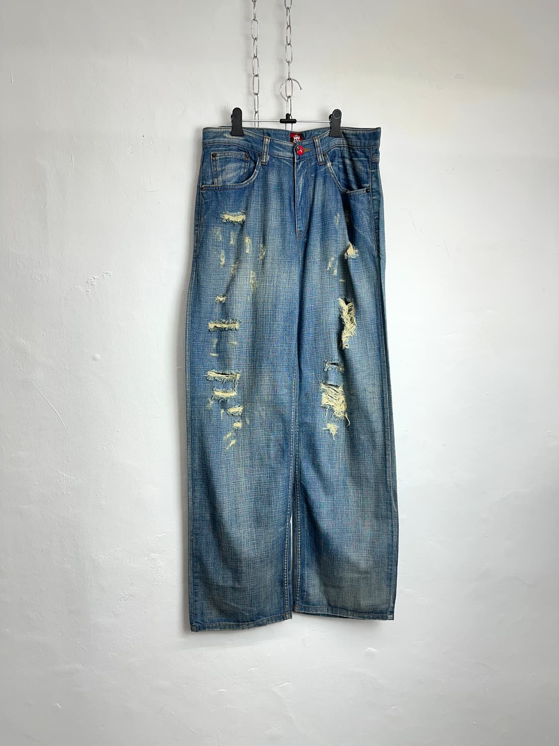 Skull Patch Low Crotch Wide Denim Pants 상품이미지5