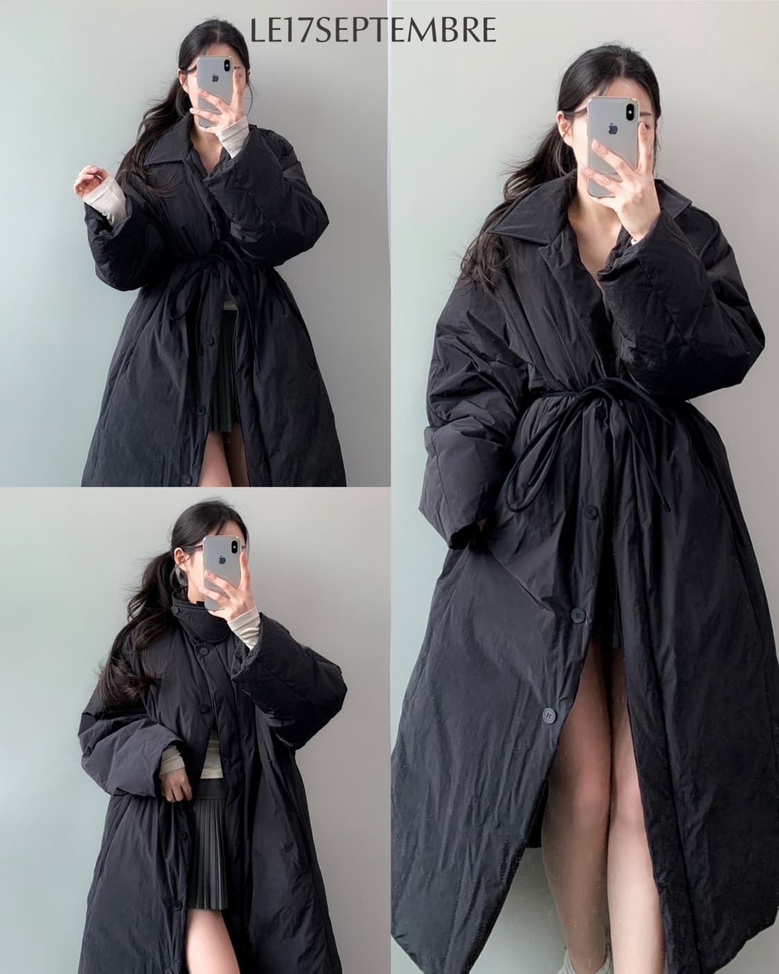 Le17septembre 르셉템버 블랙 롱 패딩 코트 상품이미지1