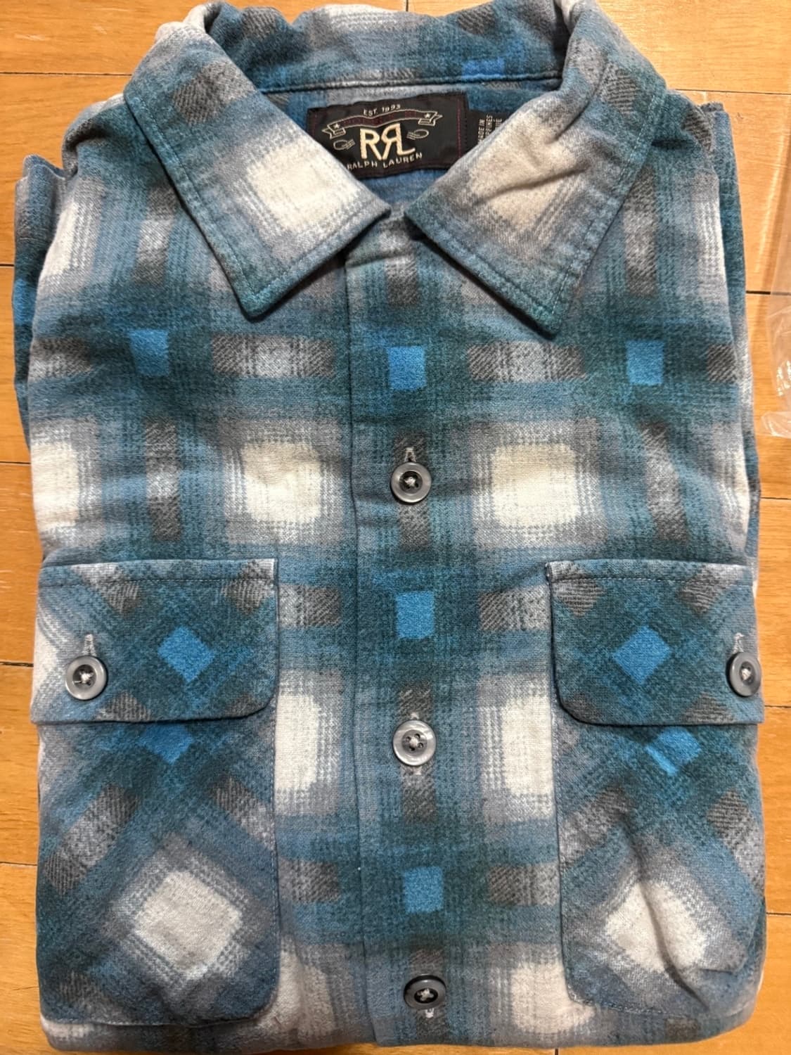 RRL Plaid Flannel Camp Shirt 상품이미지1