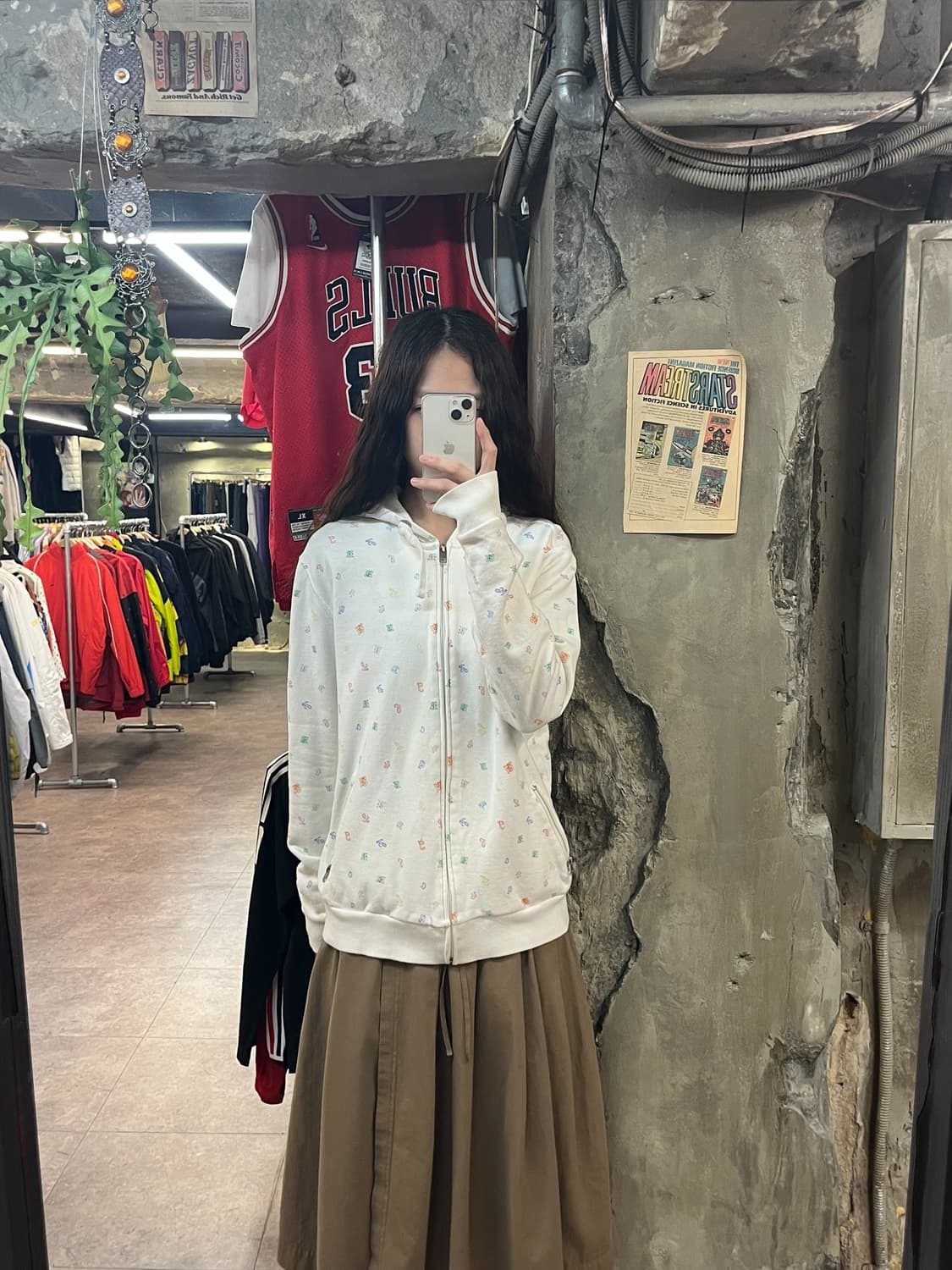 빈티지 패턴 후드집업 화이트 L #csz1923 상품이미지2