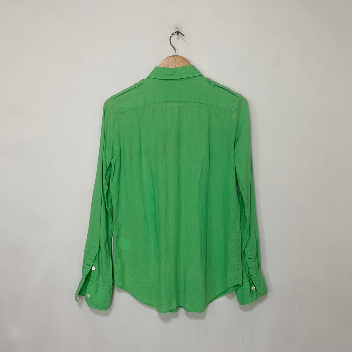 폴로랄프로렌 민트 그린 린넨 100% 포켓 긴팔 셔츠 10사이즈 상품이미지5