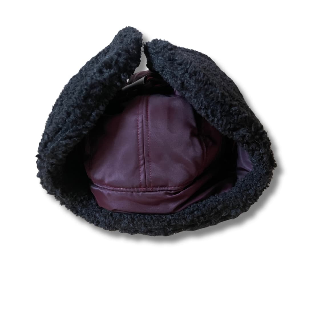 Shearling Trapper Hat (Burgundy & Black) 상품이미지5