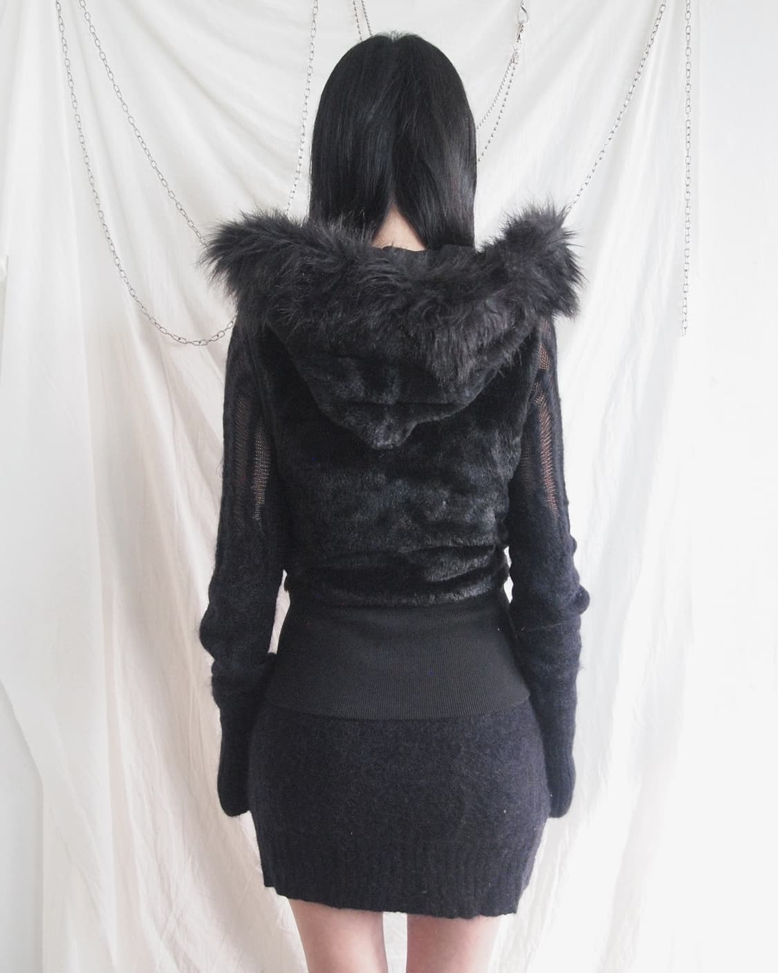 a/x 아르마니 익스체인지 asymmetric 크롭 퍼 후드베스트 상품이미지5