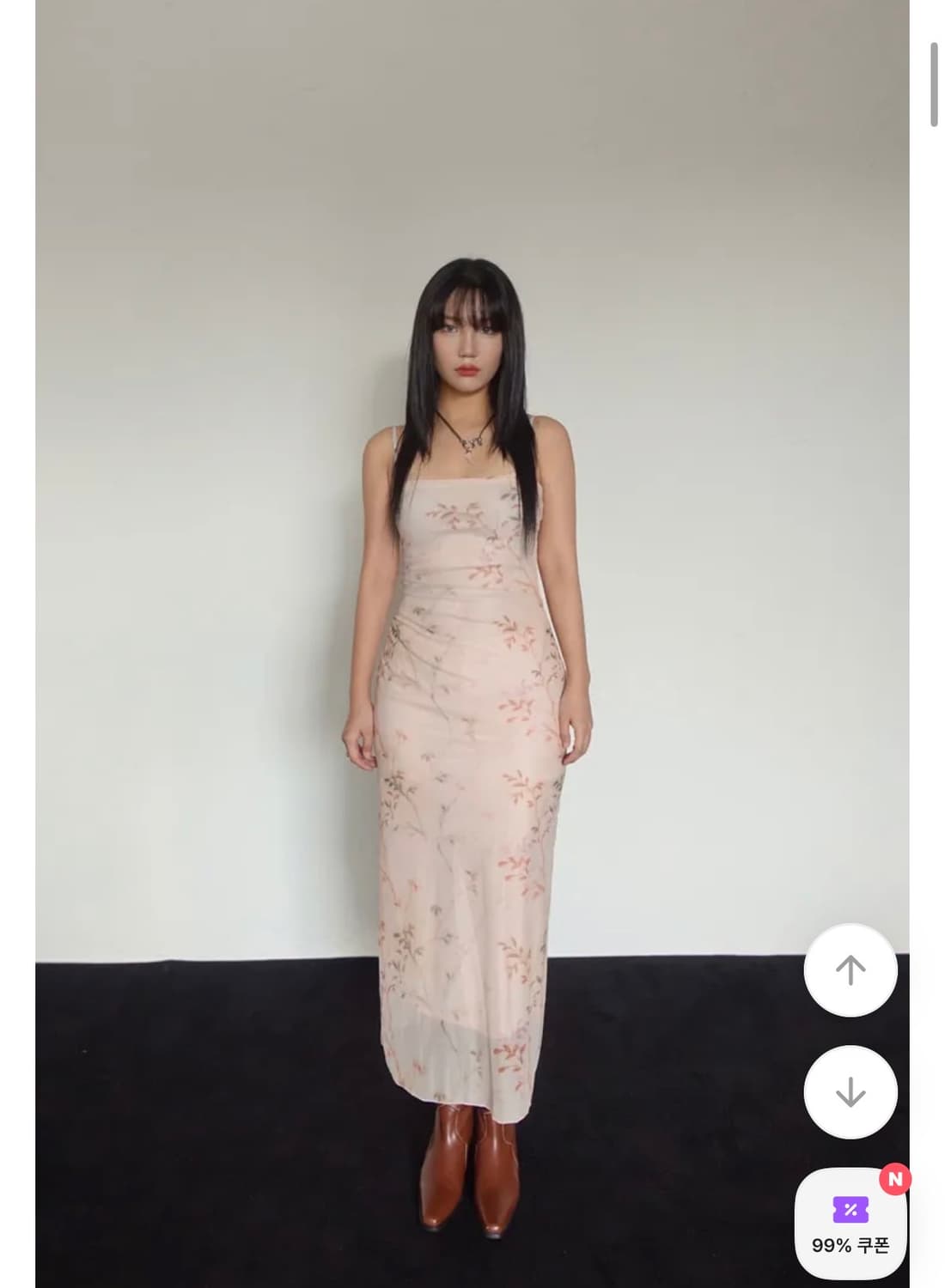 블라썸 플라워 메쉬 셔링 원피스 드레스 상품이미지1