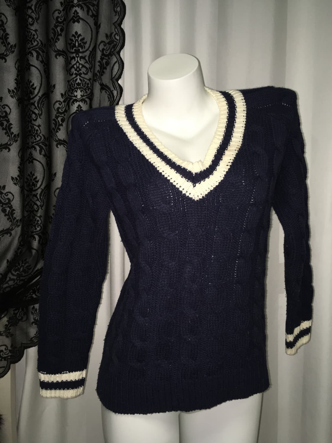 Vintage 세일러 딥 브이넥 니트 네이비 상품이미지6