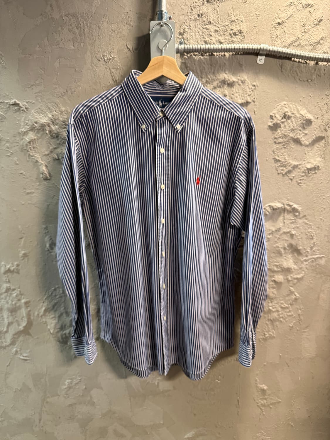 폴로 랄프로렌 커스텀핏 스트라이프 셔츠 네이비 화이트 L 상품이미지1