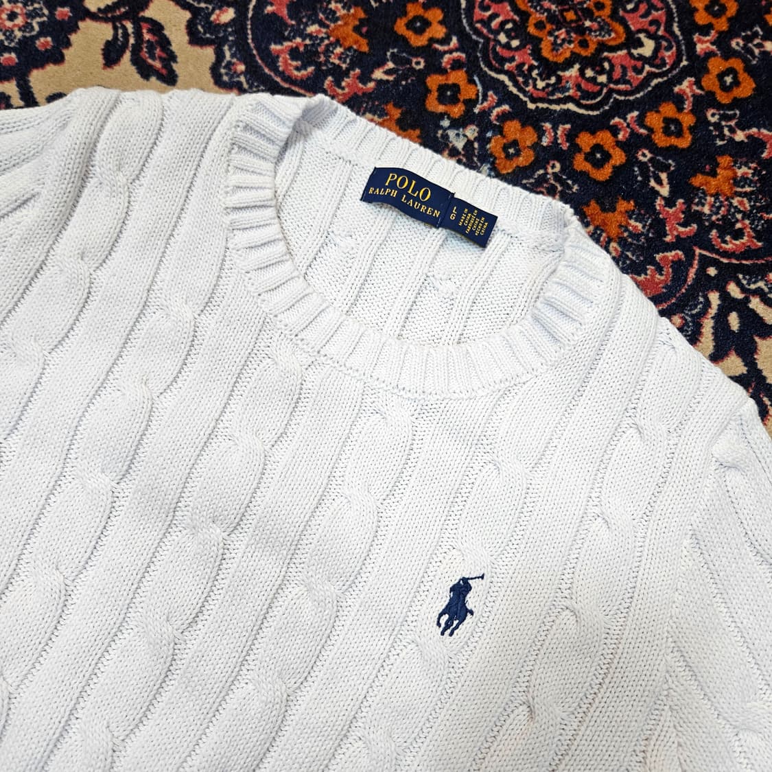 폴로랄프로렌 코튼 케이블 반팔 니트 스웨터 L size 상품이미지2