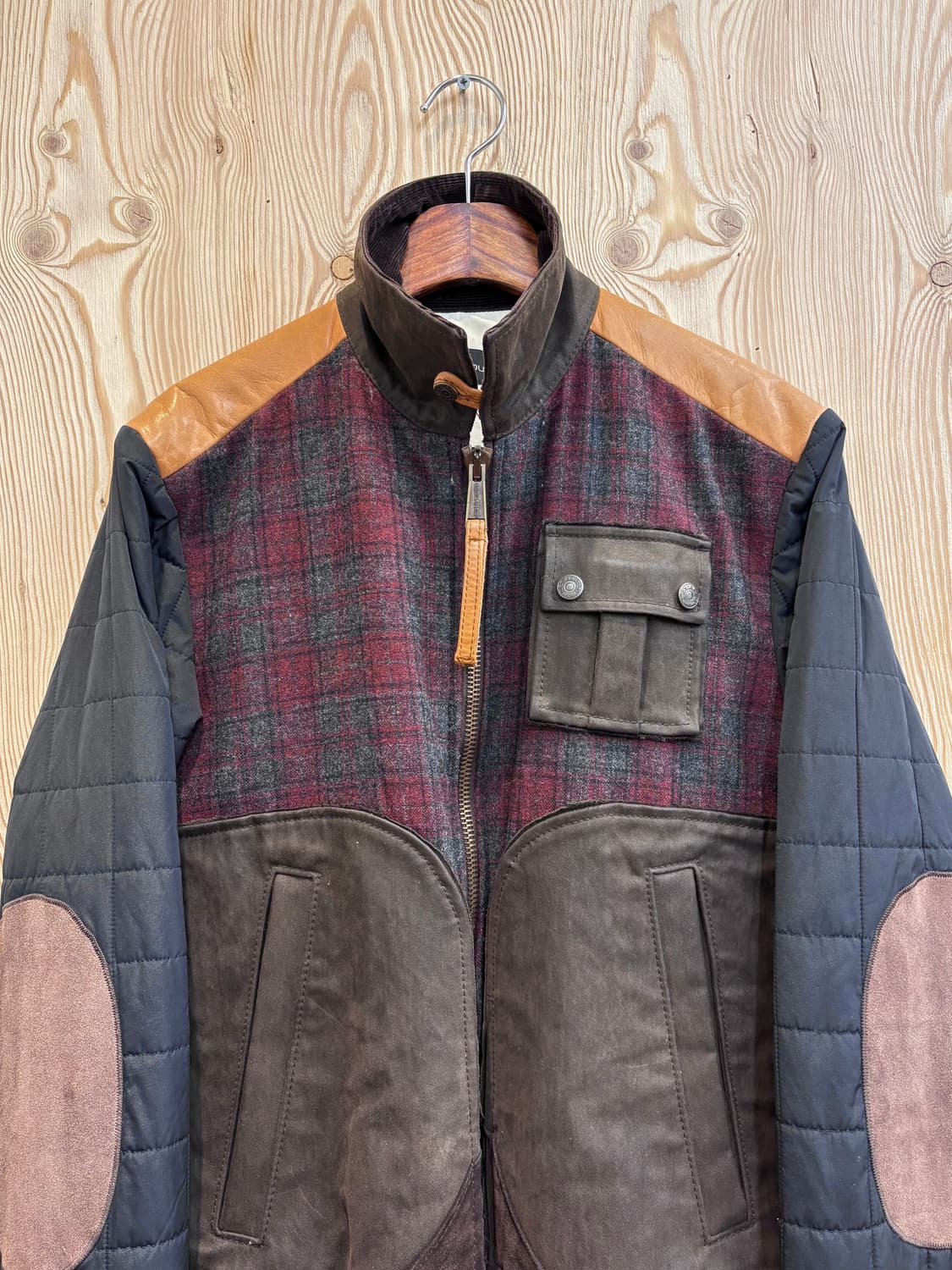 디스퀘어드2 레더배색 타탄체크 퀼팅 블루종  상품이미지2