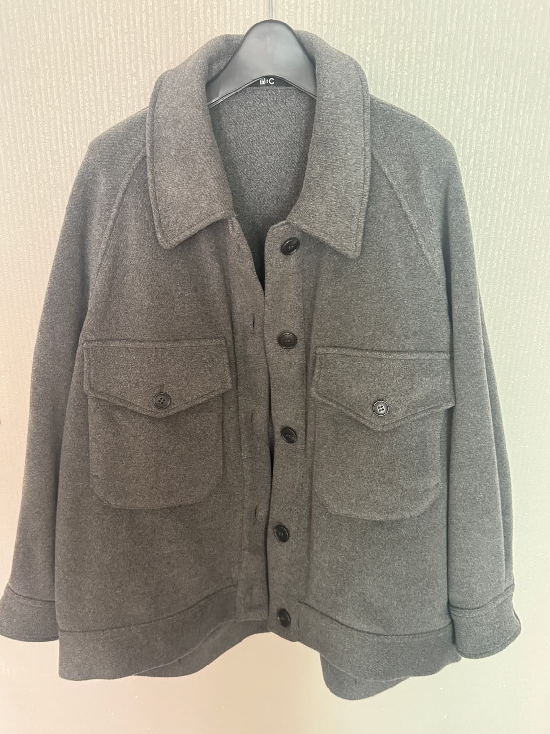 [l]유니클로C 오버사이즈 울 숏 코트/그레이 상품이미지2