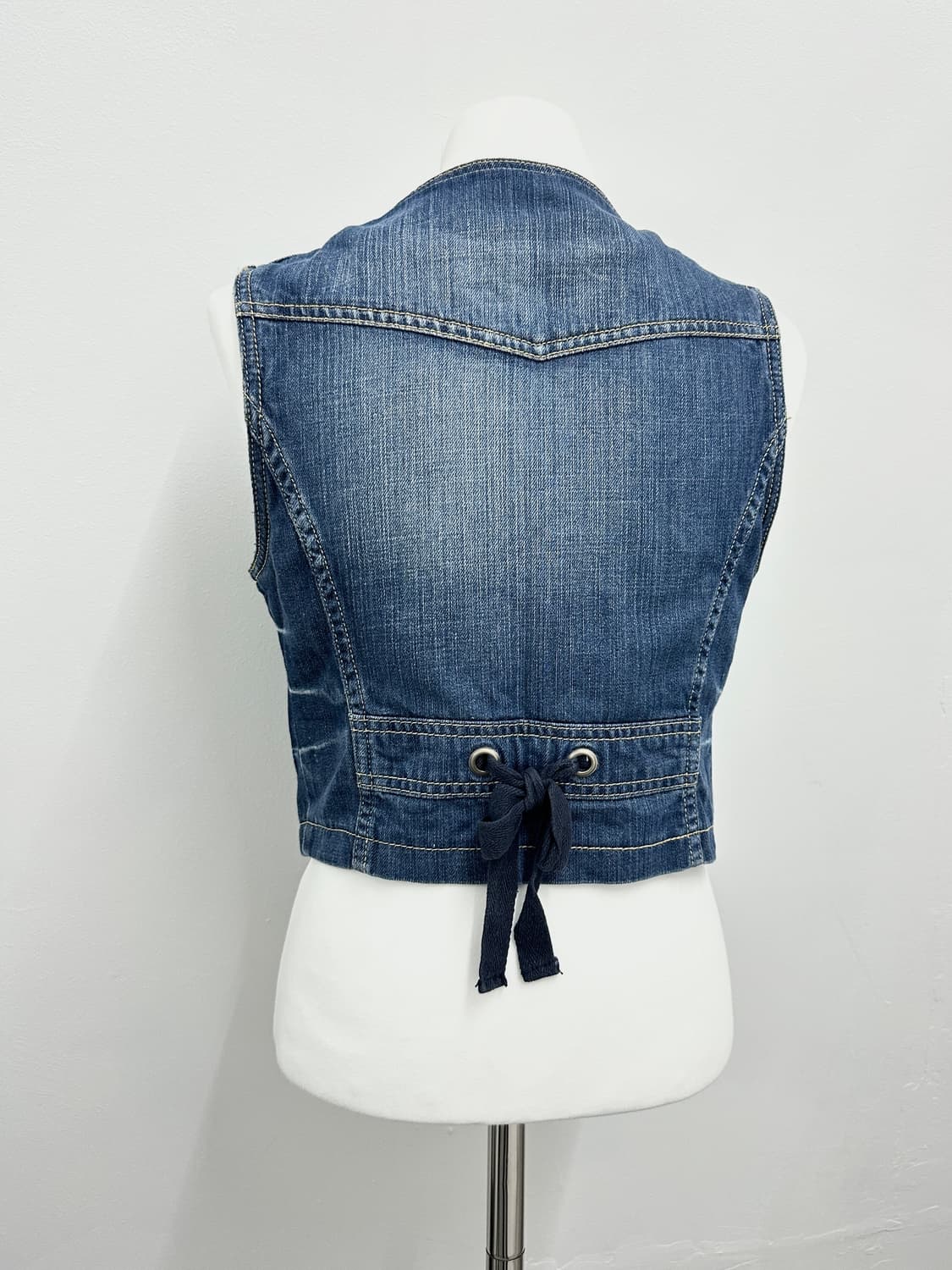 Vintage ribbon detail denim vest 상품이미지2