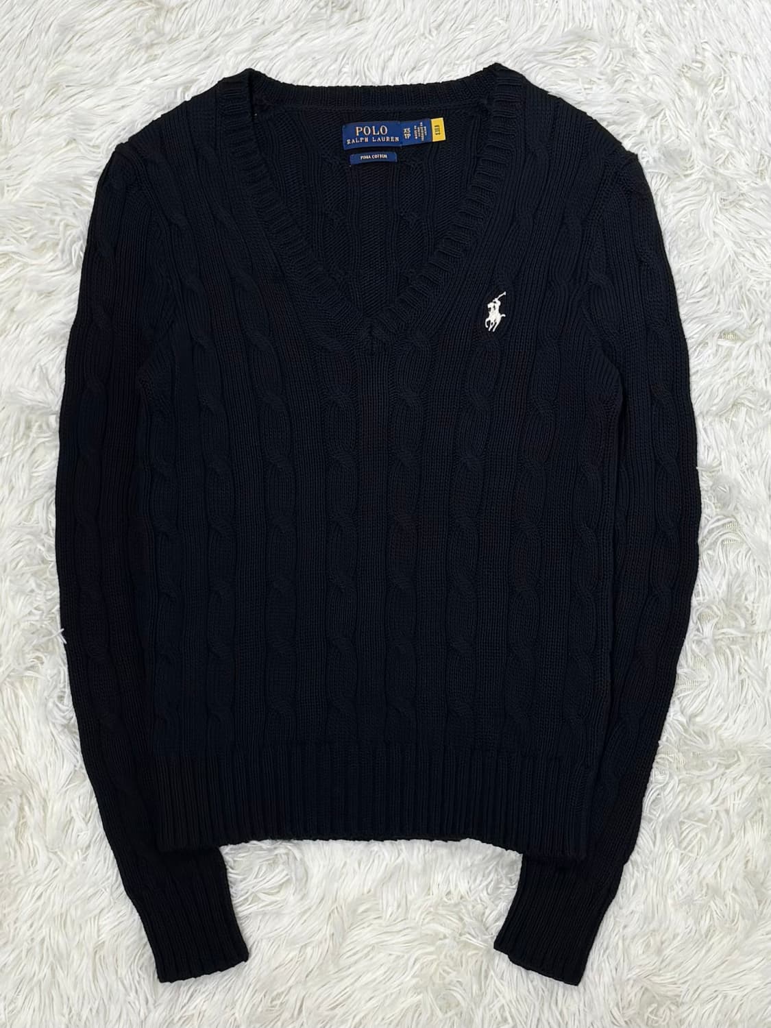 폴로랄프로렌 qr 화이트포니 케이블 브이넥 니트 상품이미지3