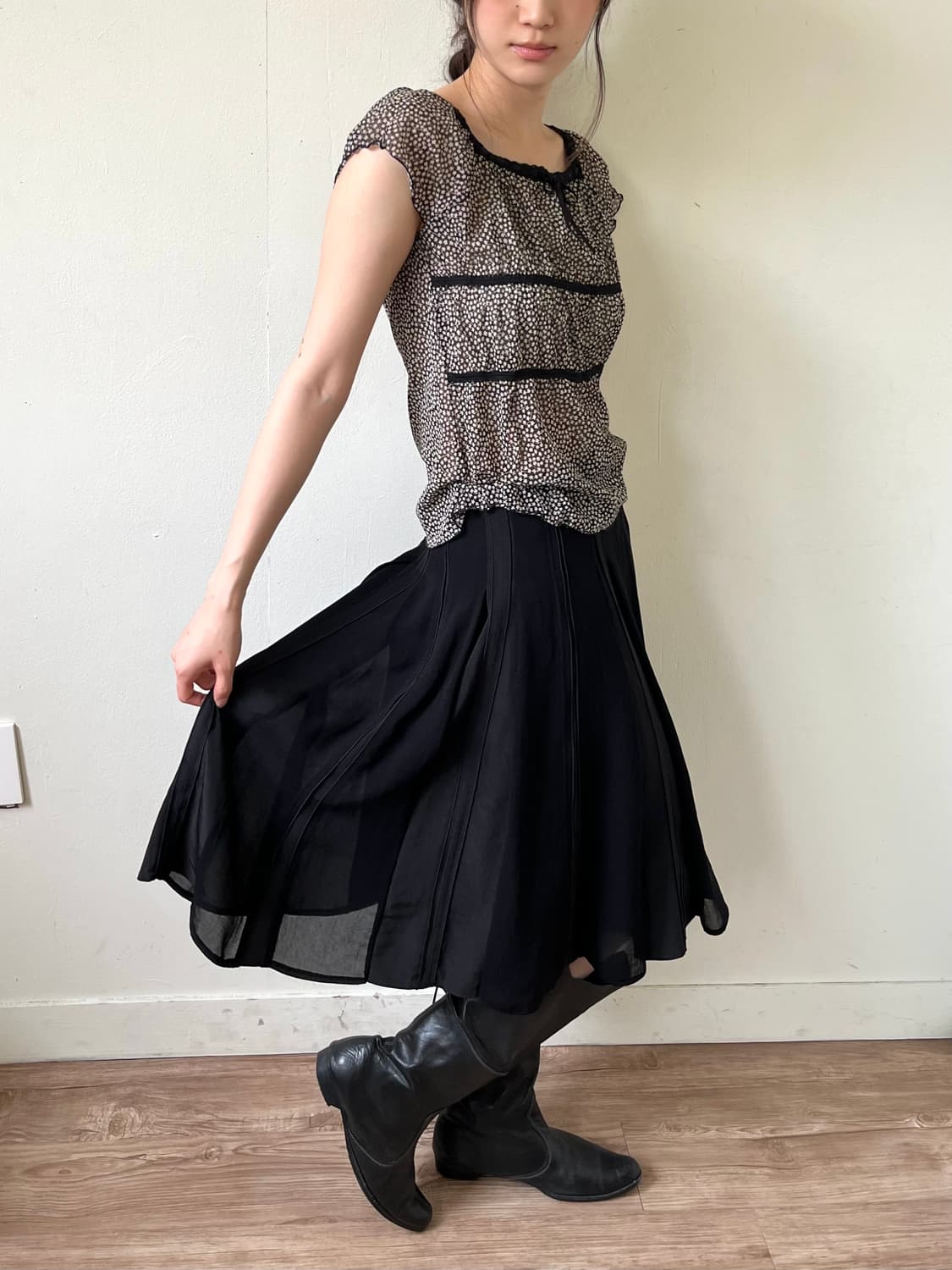 SONIA RYKIEL 셔링 블랙 스커트 상품이미지3