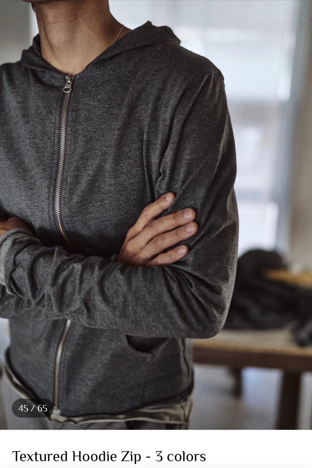 모노프리베 텍스쳐 후드 집업 상품이미지1