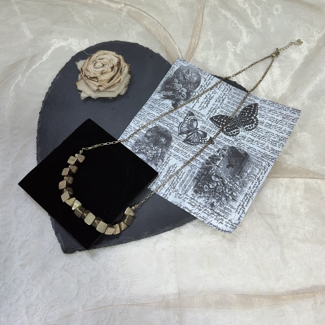 빈티지 메탈 기하 체인 목걸이 상품이미지2