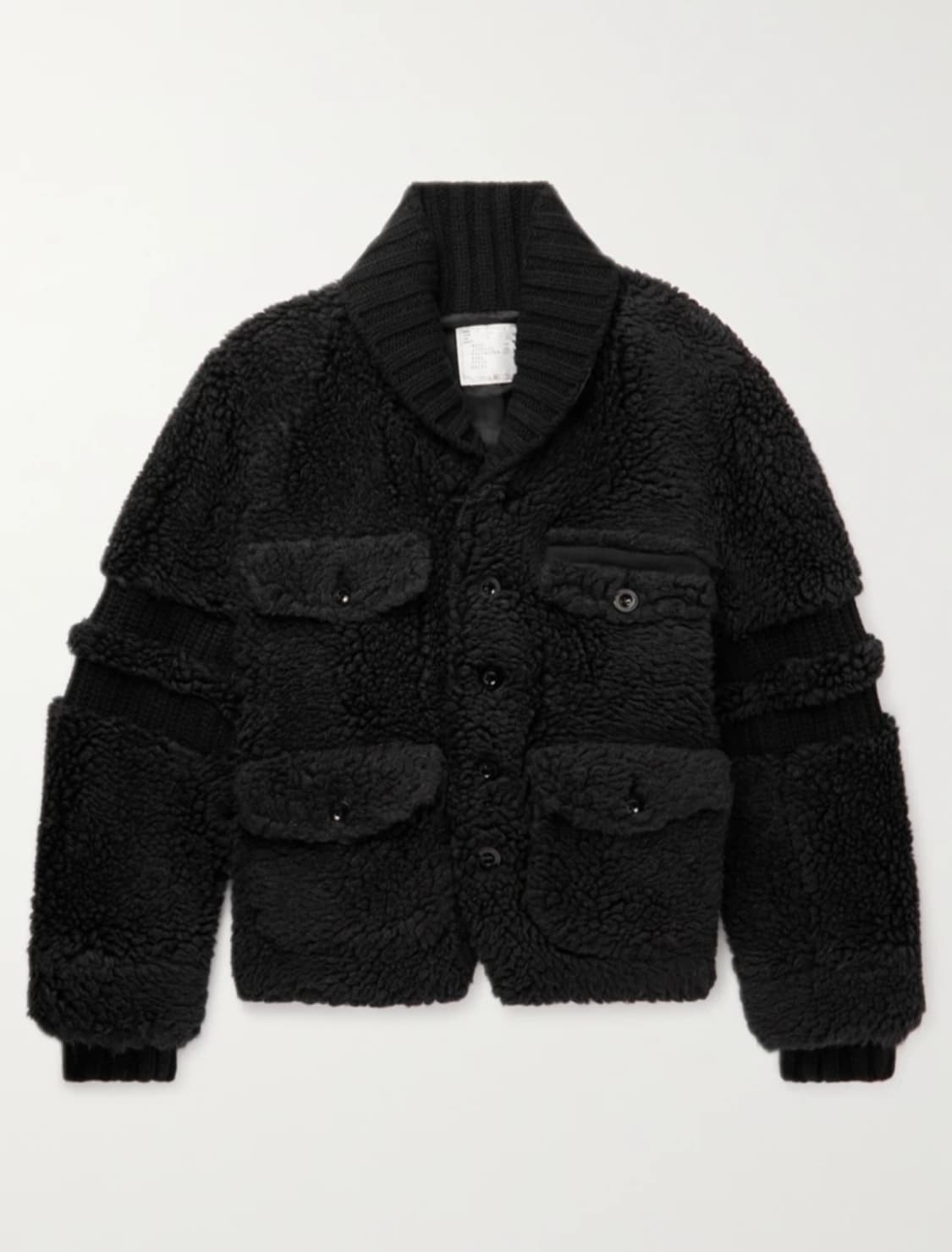 사카이 페이크 쉬어링 리브드 울 바시티 자켓 상품이미지1