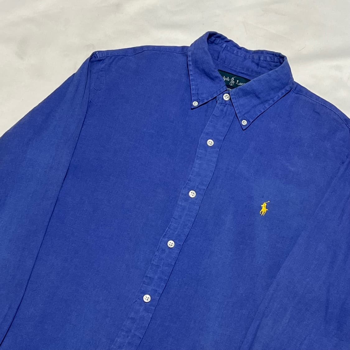 M 폴로랄프로렌 린넨 엘로우 로고 자수 셔츠 상품이미지1