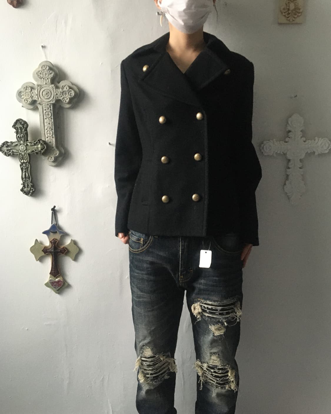 Double button woolen rider jacket 상품이미지6