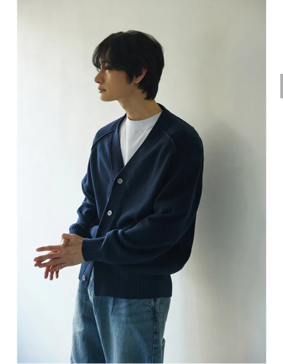 후브스 리버스 세미오버 가디건 네이비 M 상품이미지1
