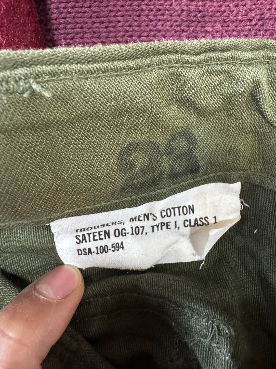 60s u.s.army 미군 오리지널 og-107 퍼티그 팬츠 30 상품이미지8