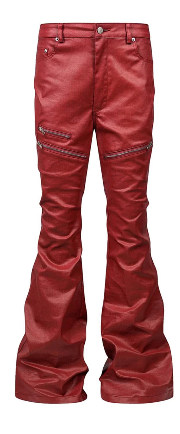 Psy Metal Red Coated Waxed flared jeans 상품이미지3