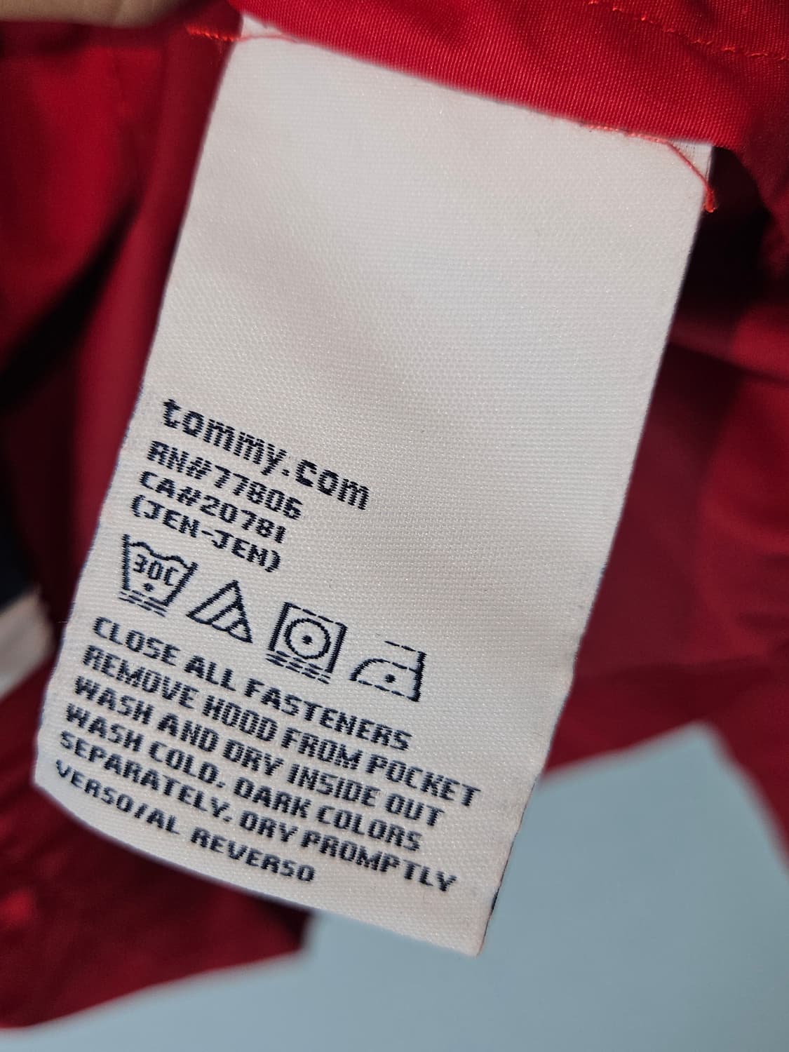 90s 타미힐피거 올드스쿨 우븐 바람막이 자켓 레드 M 빈티지 상품이미지4