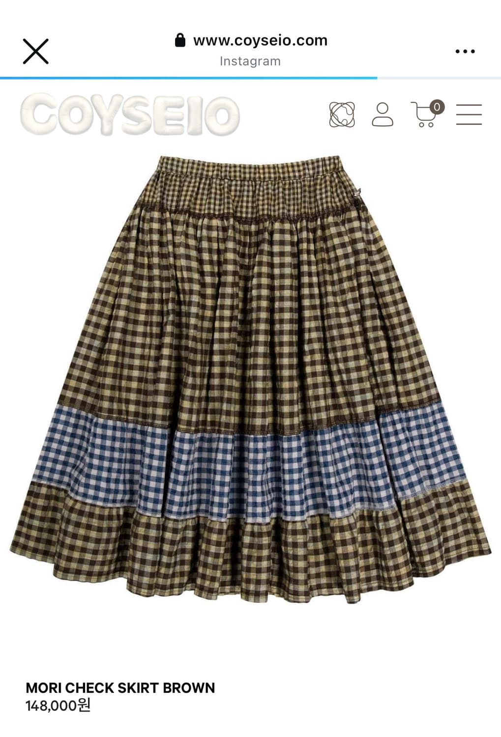 새상품)코이세이오 모리 체크 치마 상품이미지1
