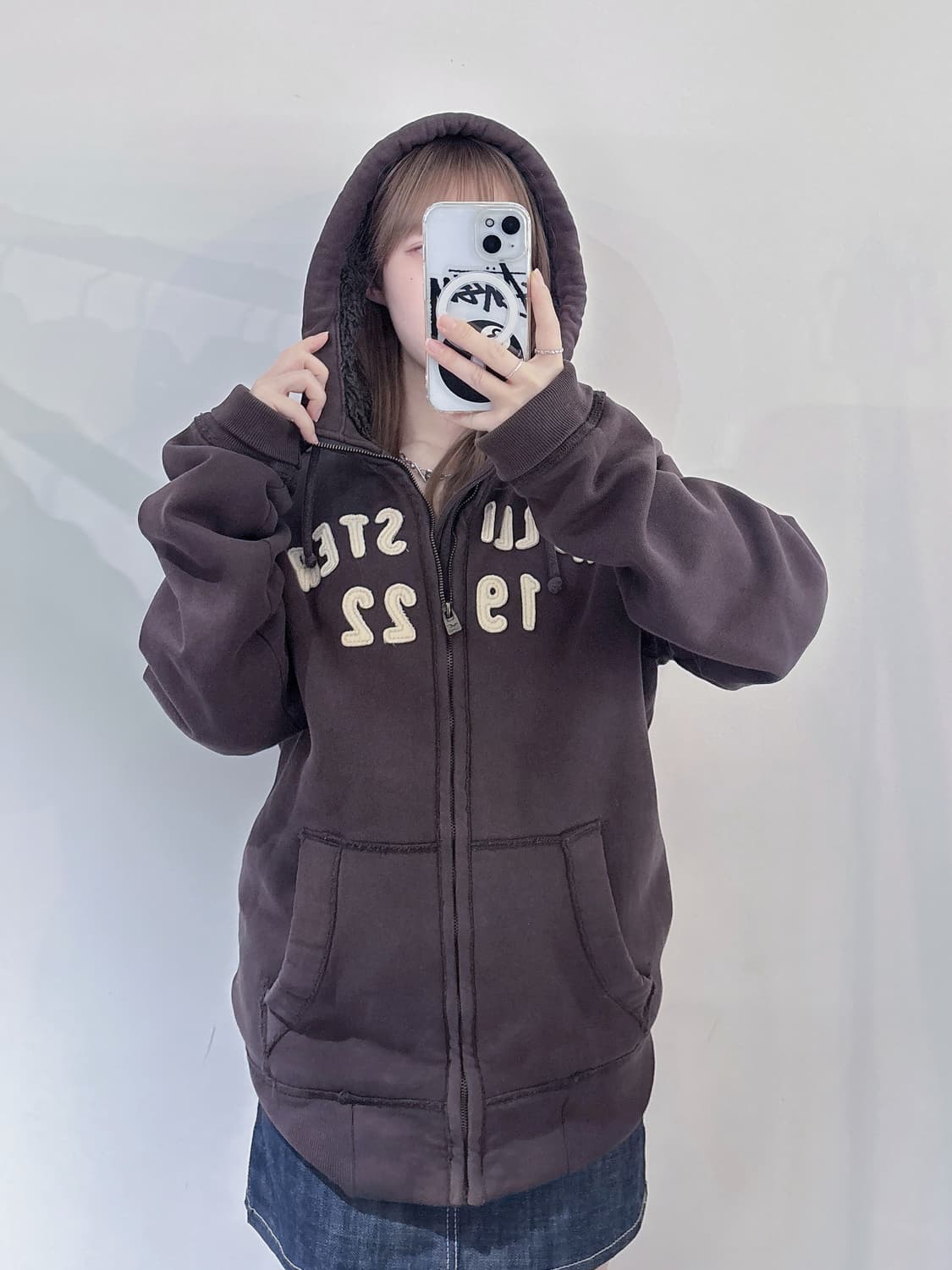 홀리스터 브라운 헤비스웻 양털 후드집업 상품이미지1