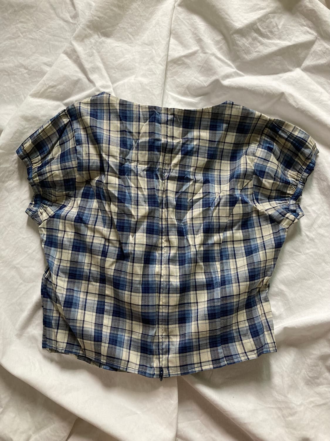  (새상품)큐리티 C V-NECK CHECK BLOUSE_BLUE 상품이미지5