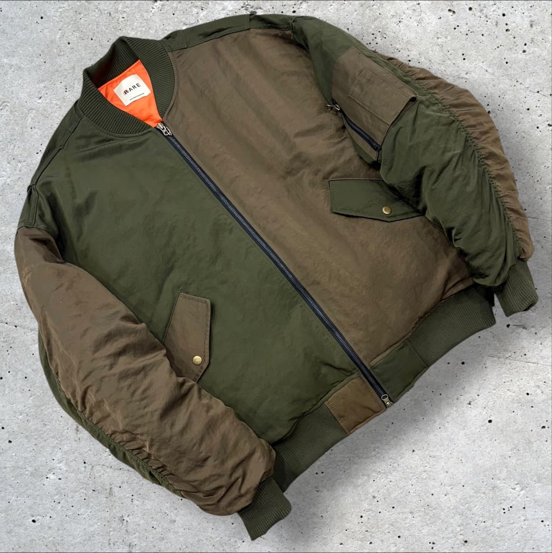 RARE 배색 봄버 자켓 카키 브라운 B262 상품이미지1