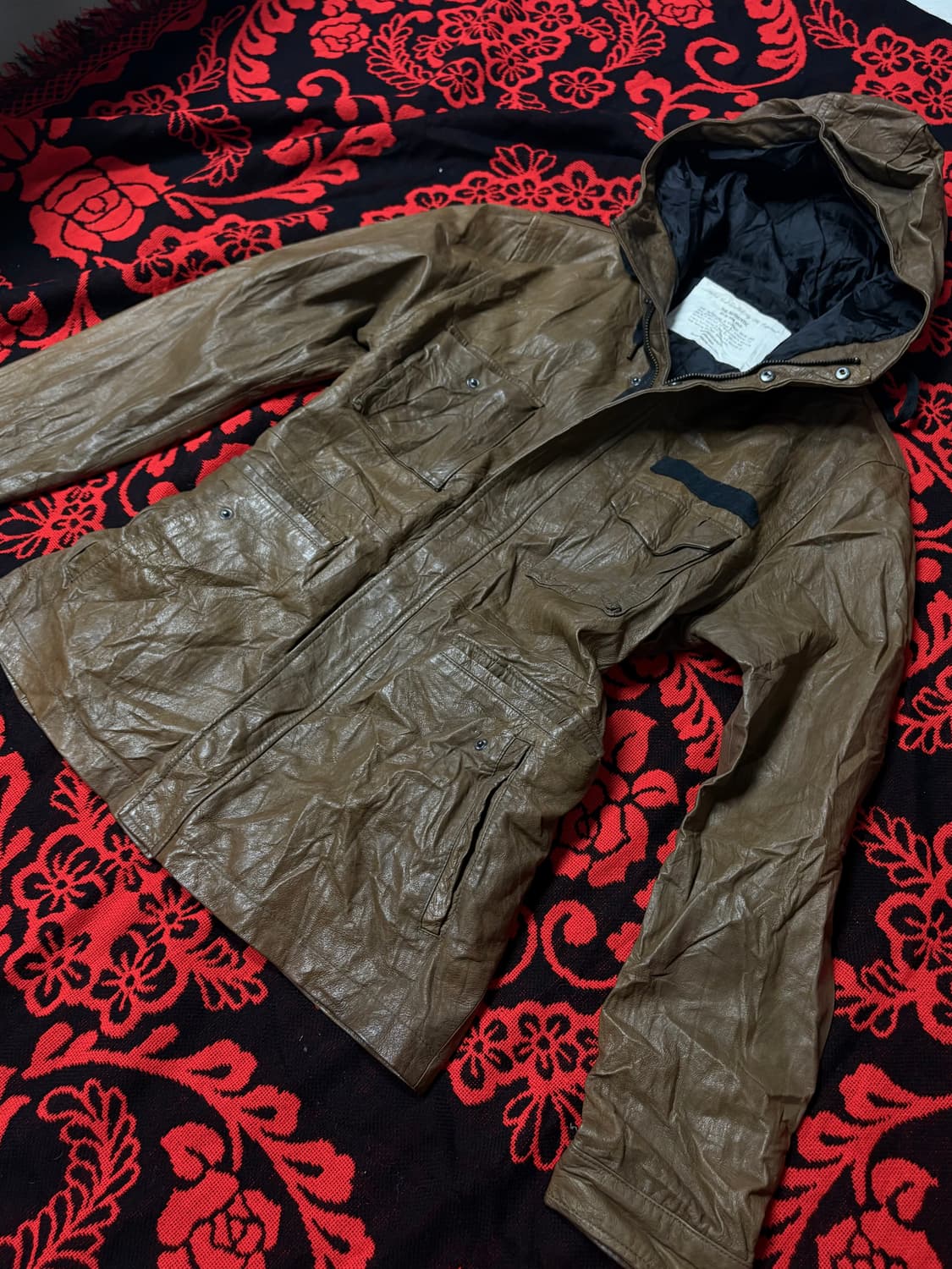 vitage Leather Hood punk jacket 상품이미지2