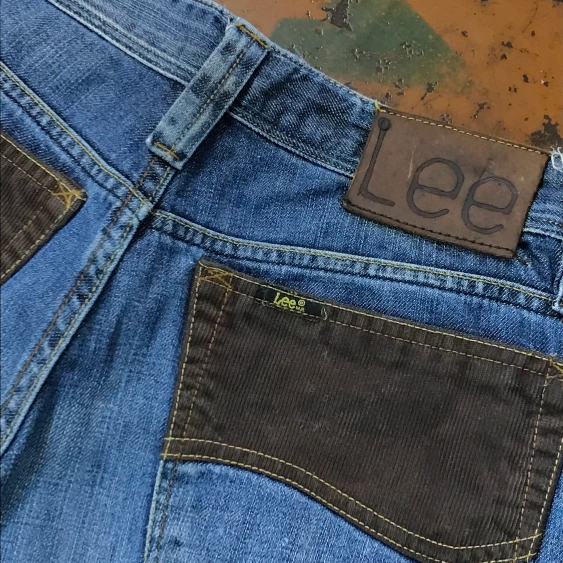 LEE 리 코듀로이 패치 중청 데님 숏 팬츠 청 반바지 허리 27 28 상품이미지3