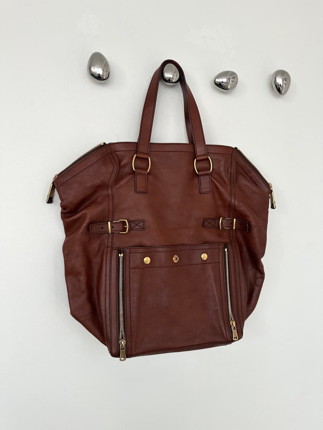 생로랑 YSL 다운타운  브라운 레더 백 상품이미지1