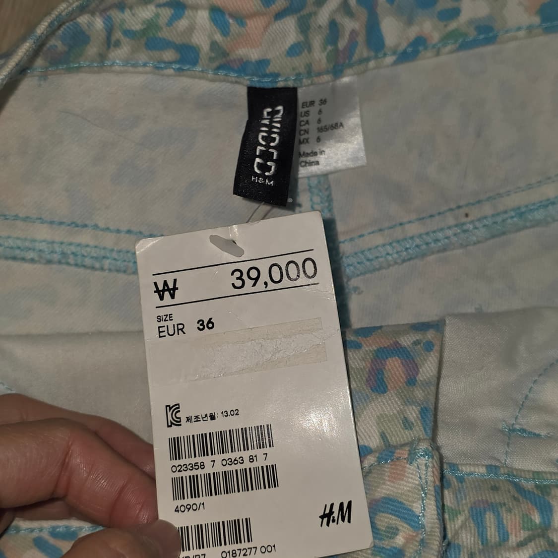 H&M 빈티지)2010s 파스텔 레오파드 호피 큐빅 핫팬츠데님 상품이미지5