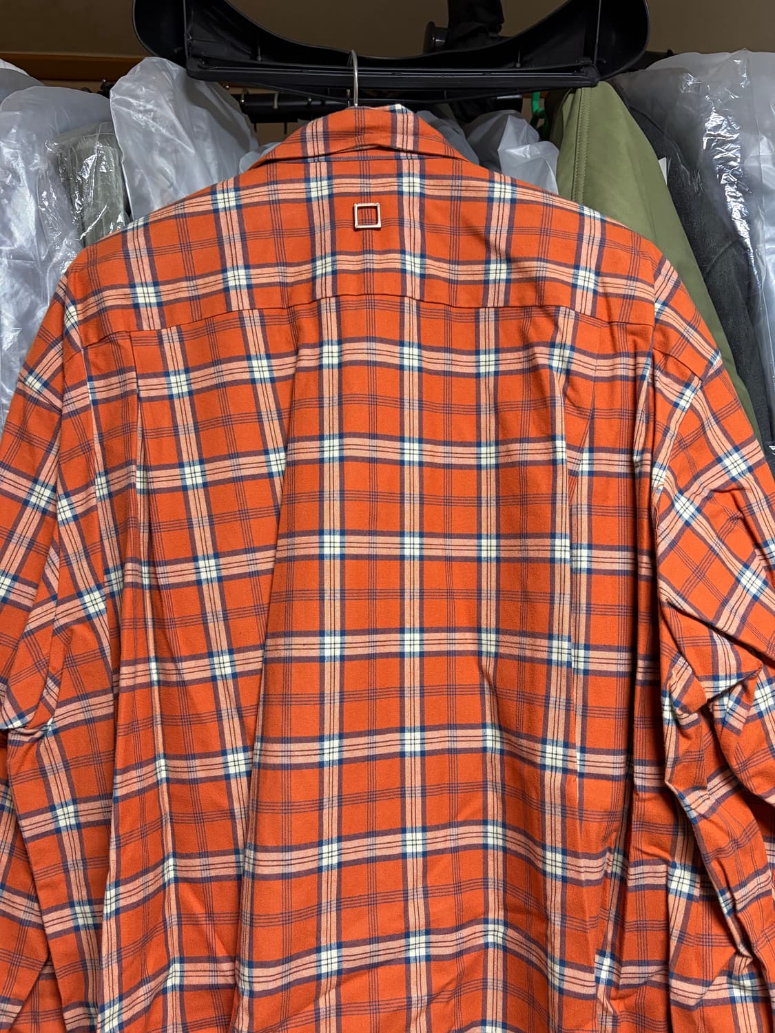 우영미 오버사이즈 체크 셔츠 오렌지 46 상품이미지4