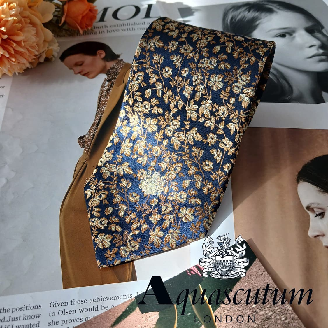 아쿠아스큐텀 실크 플로럴 자수 넥타이 9.4cm A+등급 A19435
 상품이미지2