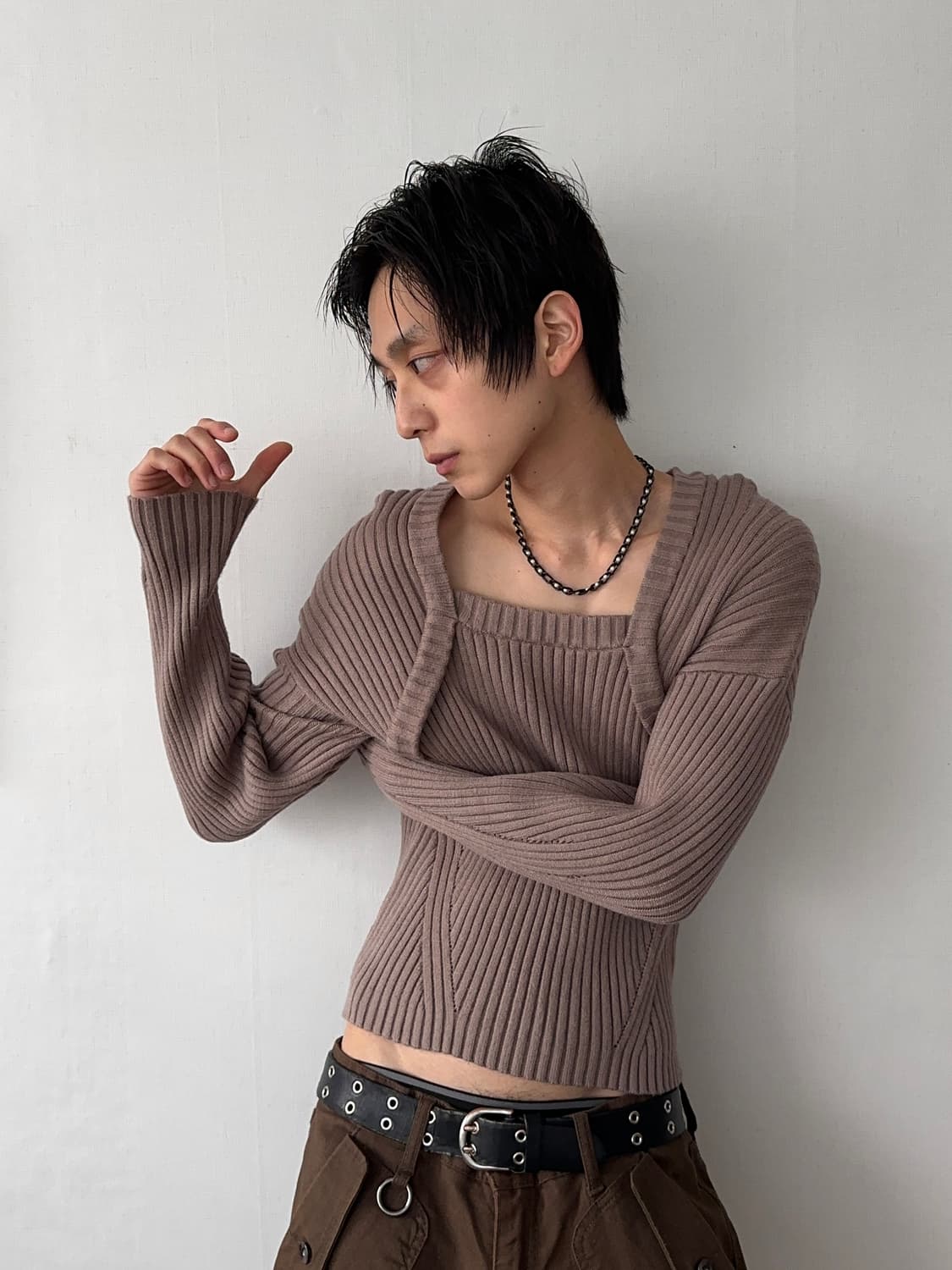 Azul by Moussy 스퀘어 넥 루지 니트 상품이미지1