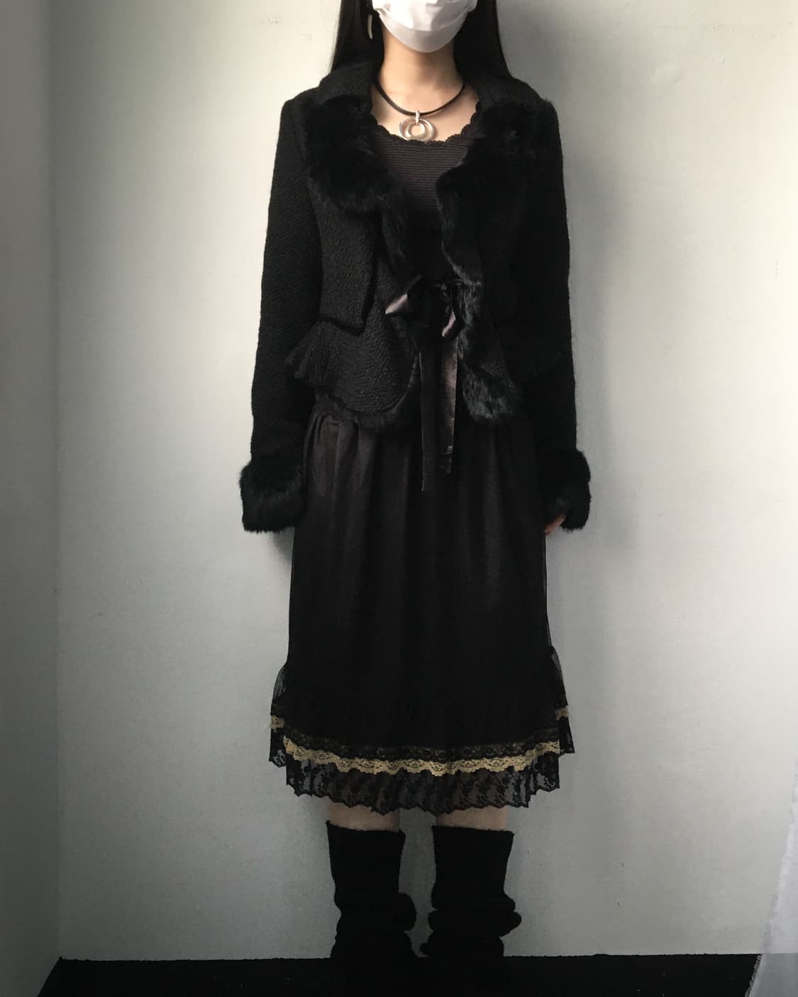 Fur trimming belted jacket 상품이미지7