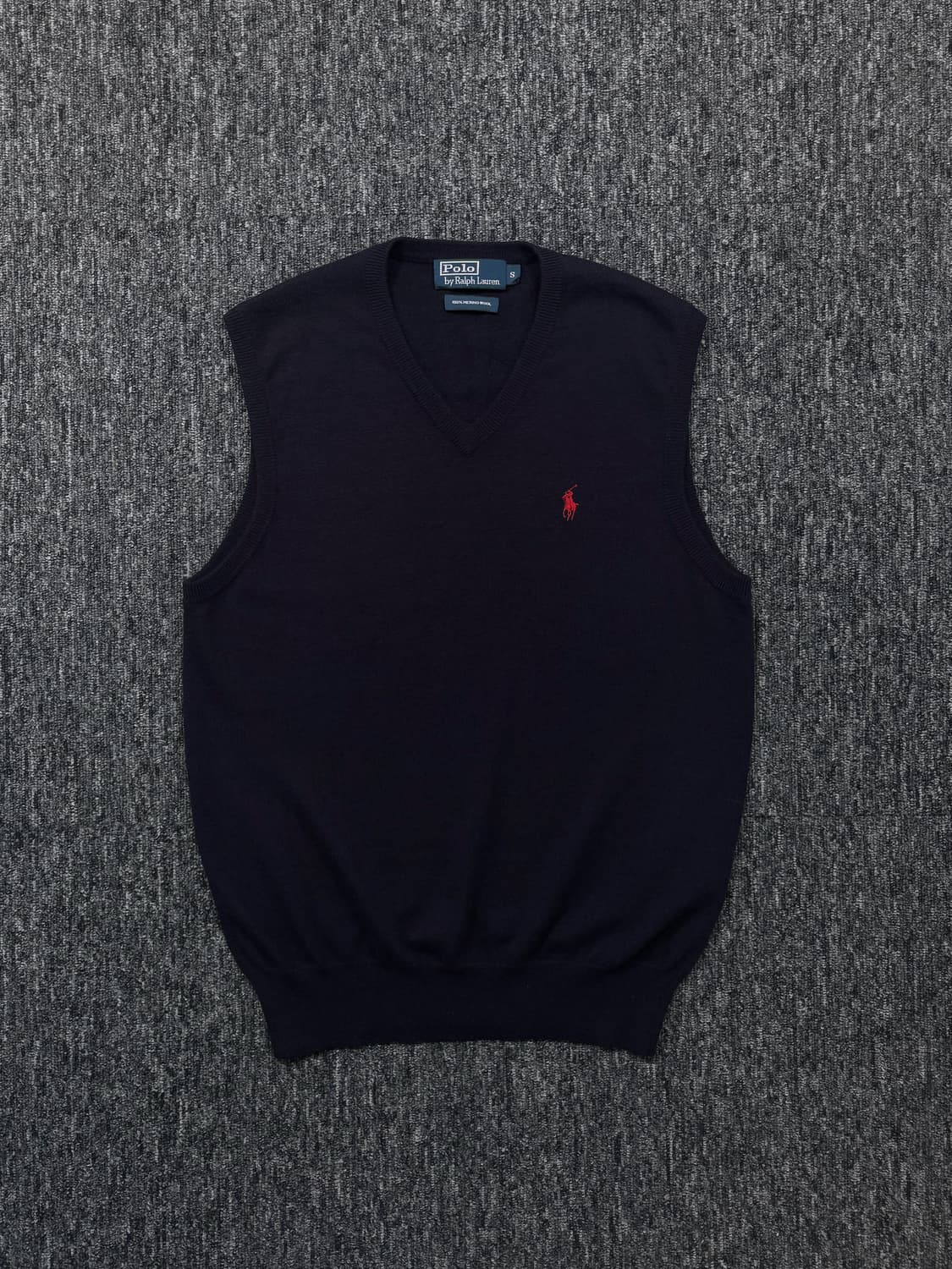 폴로 메리노울 네이비 니트 베스트 상품이미지3