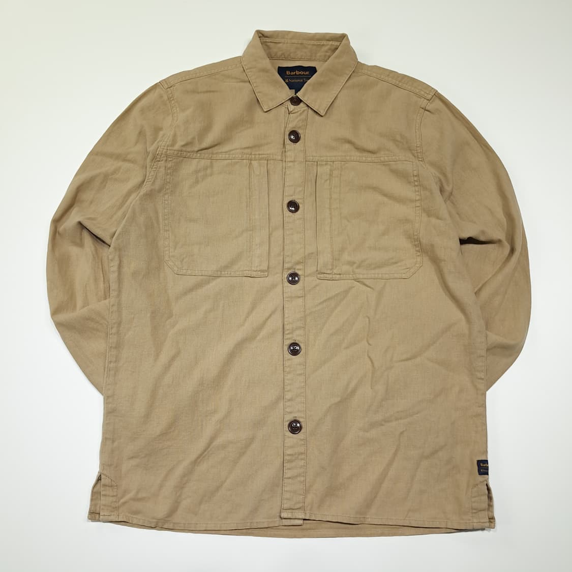 CK057 L 바버 린넨코튼 플리츠포켓 샌드브라운 셔츠 남방 상품이미지1