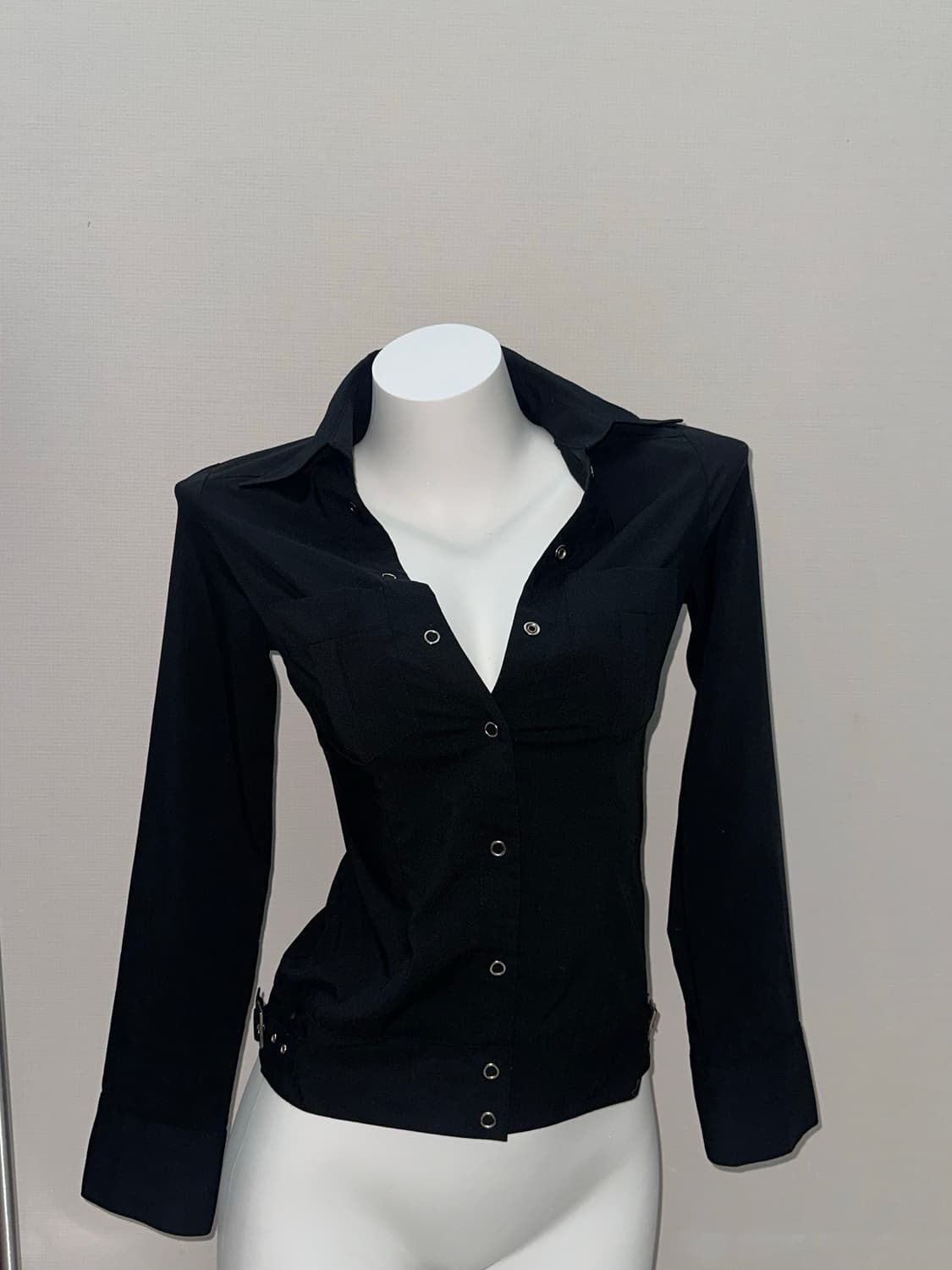 빈티지 블랙 딱붙 셔츠 상품이미지6