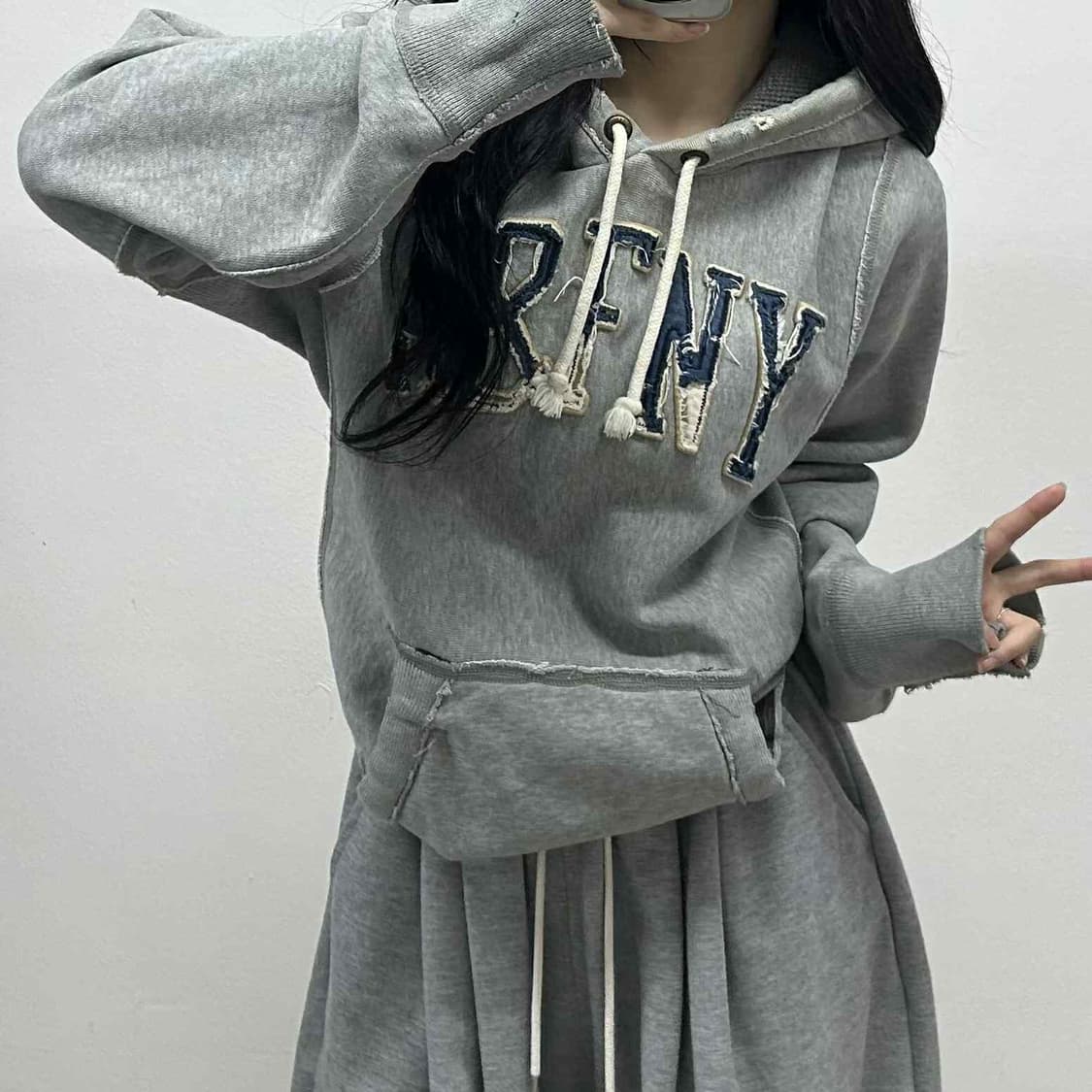 아베크롬비 y2k 올드스쿨 그레이 스웨트셔츠 후드티(M) 상품이미지1
