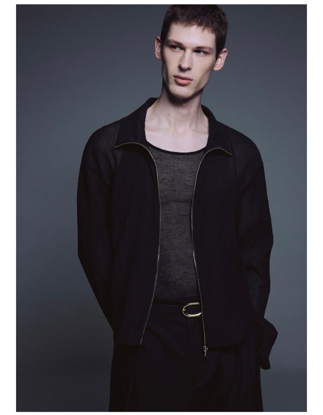 (우마뭉)Crinkled Cotton Zipup Jacket_Black 상품이미지3