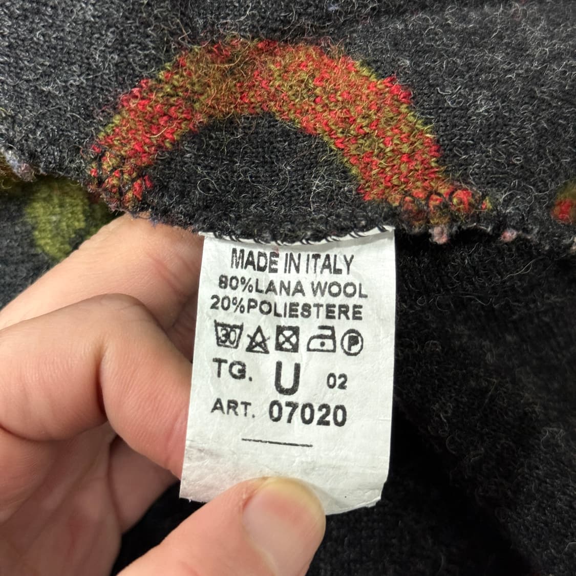 VTG 빈티지 이탈리 울 혼방 자수 디테일 후드 니트 집업 상품이미지5